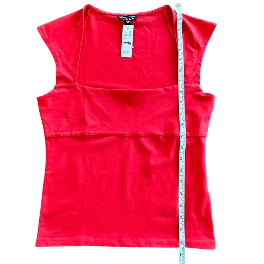 NEW J. CREW‎ Squareneck cap-sleeve top in stretch cotton blend red Size Medium - Picture 5 of 7